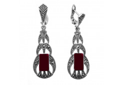 Серебряные cерьги висячие с сердоликом