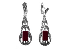 Серебряные cерьги висячие с сердоликом