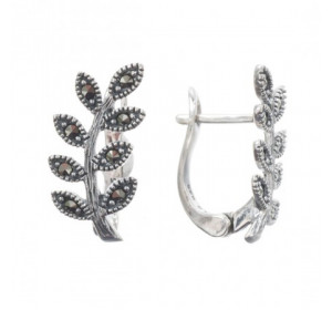 Серебряные cерьги классические с марказитом