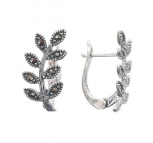 Серебряные cерьги классические с марказитом