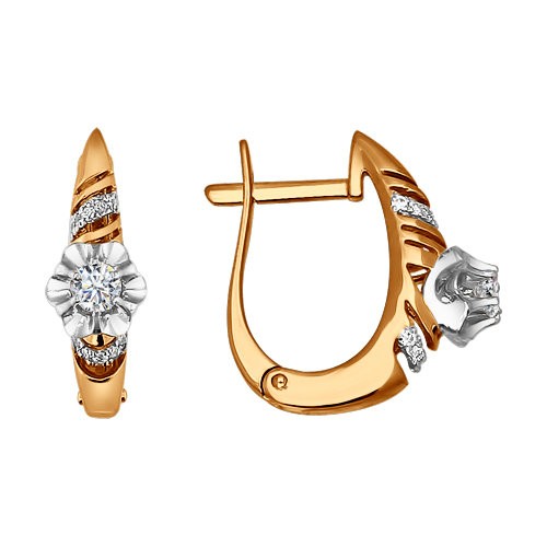 Золотые cерьги с бриллиантом