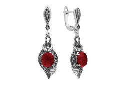 Серебряные cерьги висячие с сердоликом