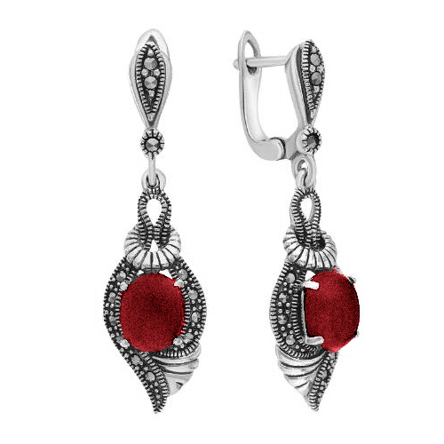 Серебряные cерьги висячие с сердоликом