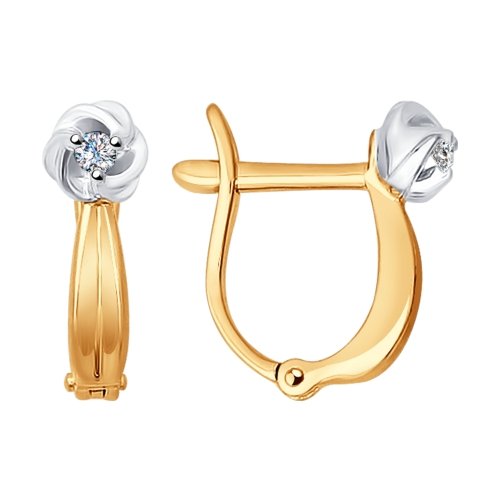 Золотые cерьги с бриллиантом