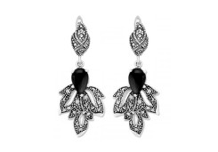 Серебряные cерьги висячие с агатом