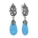 Серебряные cерьги висячие с бирюзой