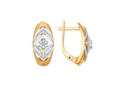 Золотые cерьги классические с бриллиантом