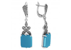 Серебряные cерьги висячие с бирюзой