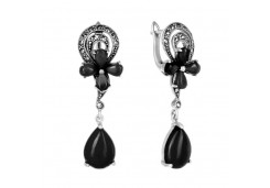 Серебряные cерьги висячие с агатом