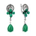 Серебряные cерьги висячие с агатом зеленым
