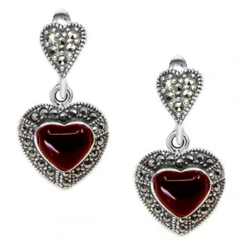 Серьги из серебра 925 пробы с сердоликом