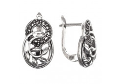 Серебряные cерьги классические с марказитом