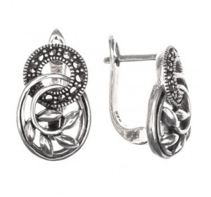 Серебряные cерьги классические с марказитом