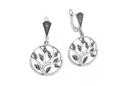 Серебряные cерьги висячие с марказитом