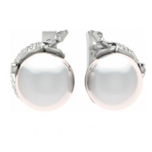 Серебряные cерьги классические с жемчугом