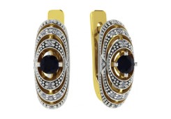 Серьги классические из желтого золота с сапфиром