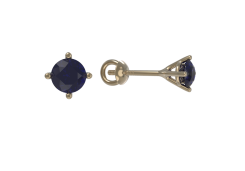 Золотые cерьги пусеты (гвоздики) с сапфиром