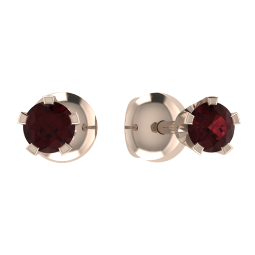 Золотые cерьги пусеты (гвоздики) с гранатом