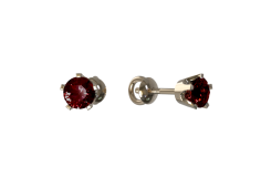 Золотые cерьги пусеты (гвоздики) с гранатом