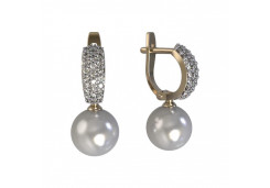 Золотые cерьги висячие с жемчугом