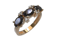 Золотое кольцо с раух-топазом
