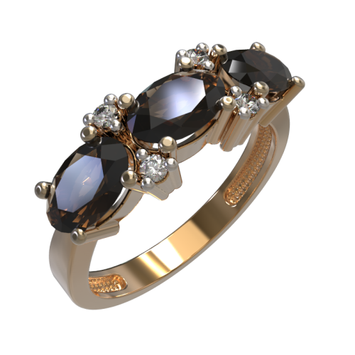 Золотое кольцо с раух-топазом