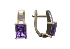 Золотые cерьги с аметистом