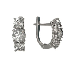 Серебряные cерьги с фианитом