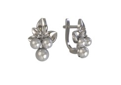Серебряные cерьги классические с жемчугом