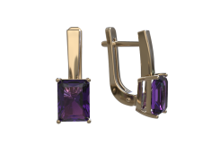 Золотые cерьги с аметистом