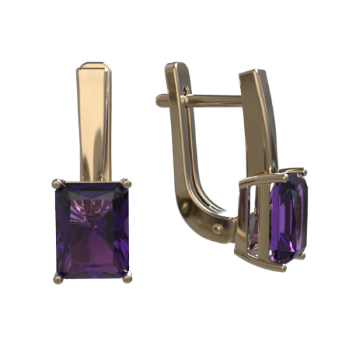 Золотые cерьги с аметистом