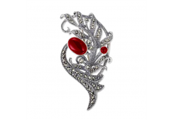 Брошь из серебра с кораллом