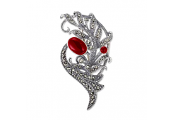 Брошь из серебра с кораллом