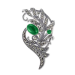 Брошь из серебра с агатом зеленым