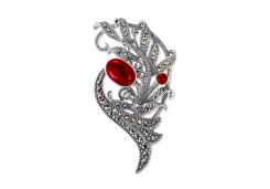 Брошь из серебра с кораллом