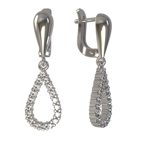 Серебряные cерьги висячие с фианитом