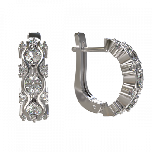 Серебряные cерьги классические с фианитом