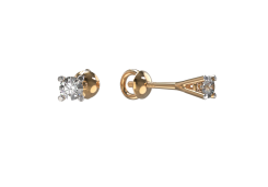 Золотые cерьги пусеты (гвоздики) с бриллиантом