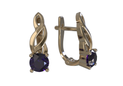Золотые cерьги с аметистом