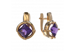 Золотые cерьги с аметистом
