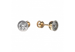Золотые cерьги пусеты (гвоздики) с фианитом