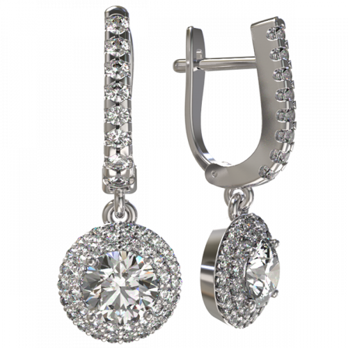 Серебряные cерьги висячие с фианитом