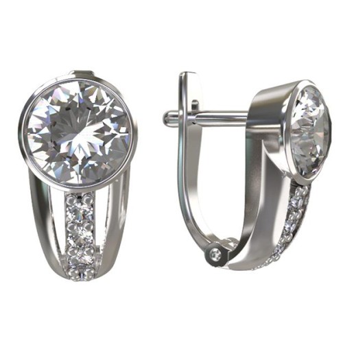 Серебряные cерьги с фианитом