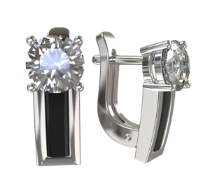 Серебряные cерьги с фианитом