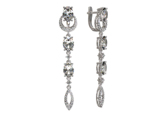 Серебряные cерьги висячие с фианитом