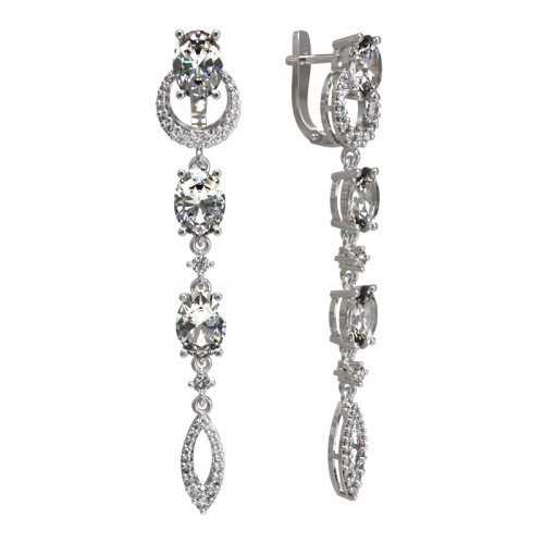 Серебряные cерьги висячие с фианитом