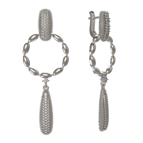 Серебряные cерьги висячие с фианитом