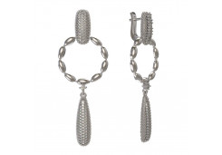 Серебряные cерьги висячие с фианитом