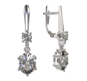 Серебряные cерьги висячие с фианитом