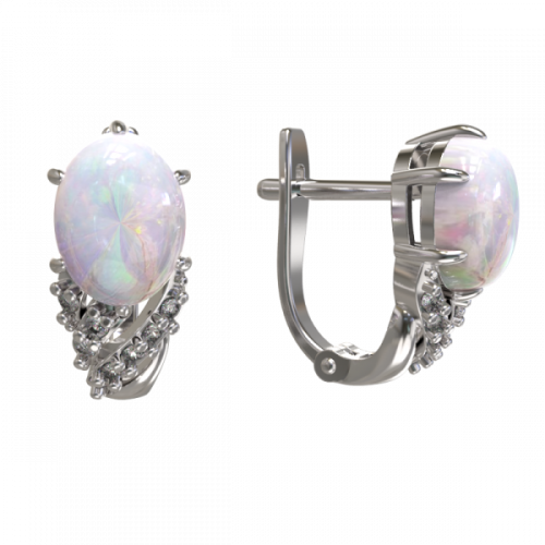 Серебряные cерьги классические с опалом